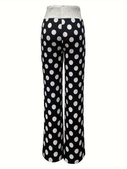 Vzyzv Polka Dot Print Pants, Casual Drawstring Waist Loose Pants, Women's Clothing