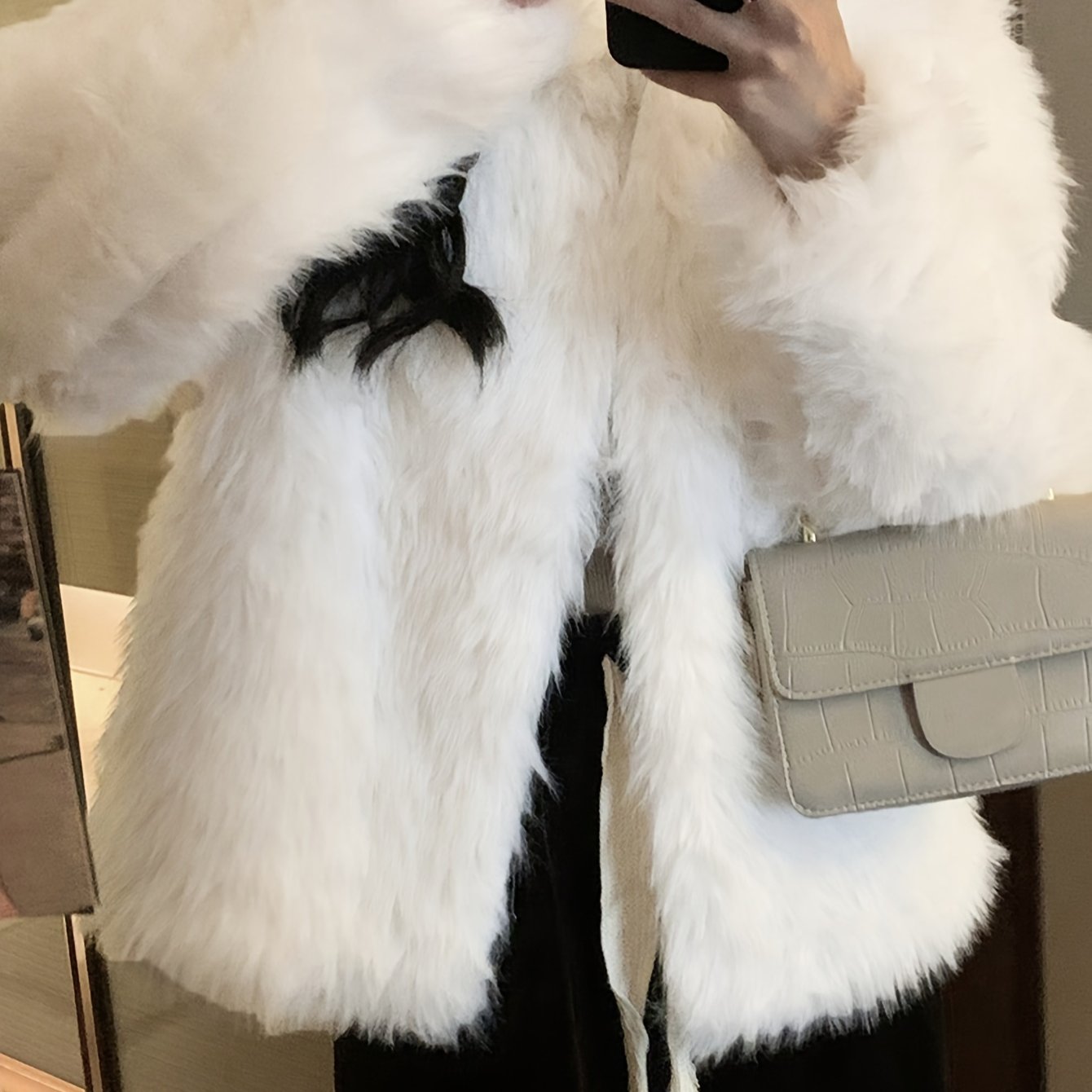 Vzyzv Fuzzy Solid Coat, Casual Long Coat For Fall & Winter, Women's Clothing