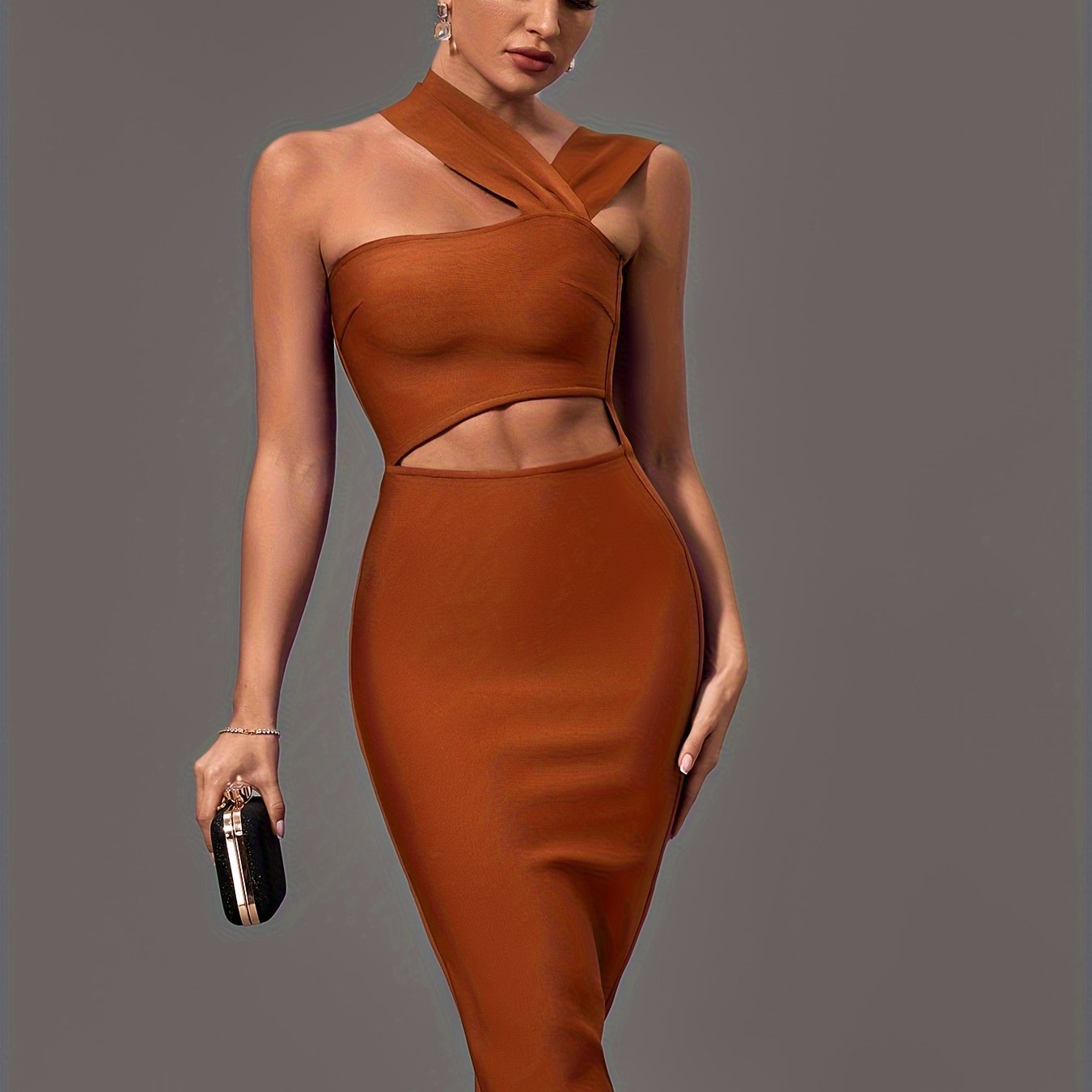 vzyzv  Cut Out Asymmetrical Dress, Sexy Bodycon Sleeveless Dress, Women's Clothing