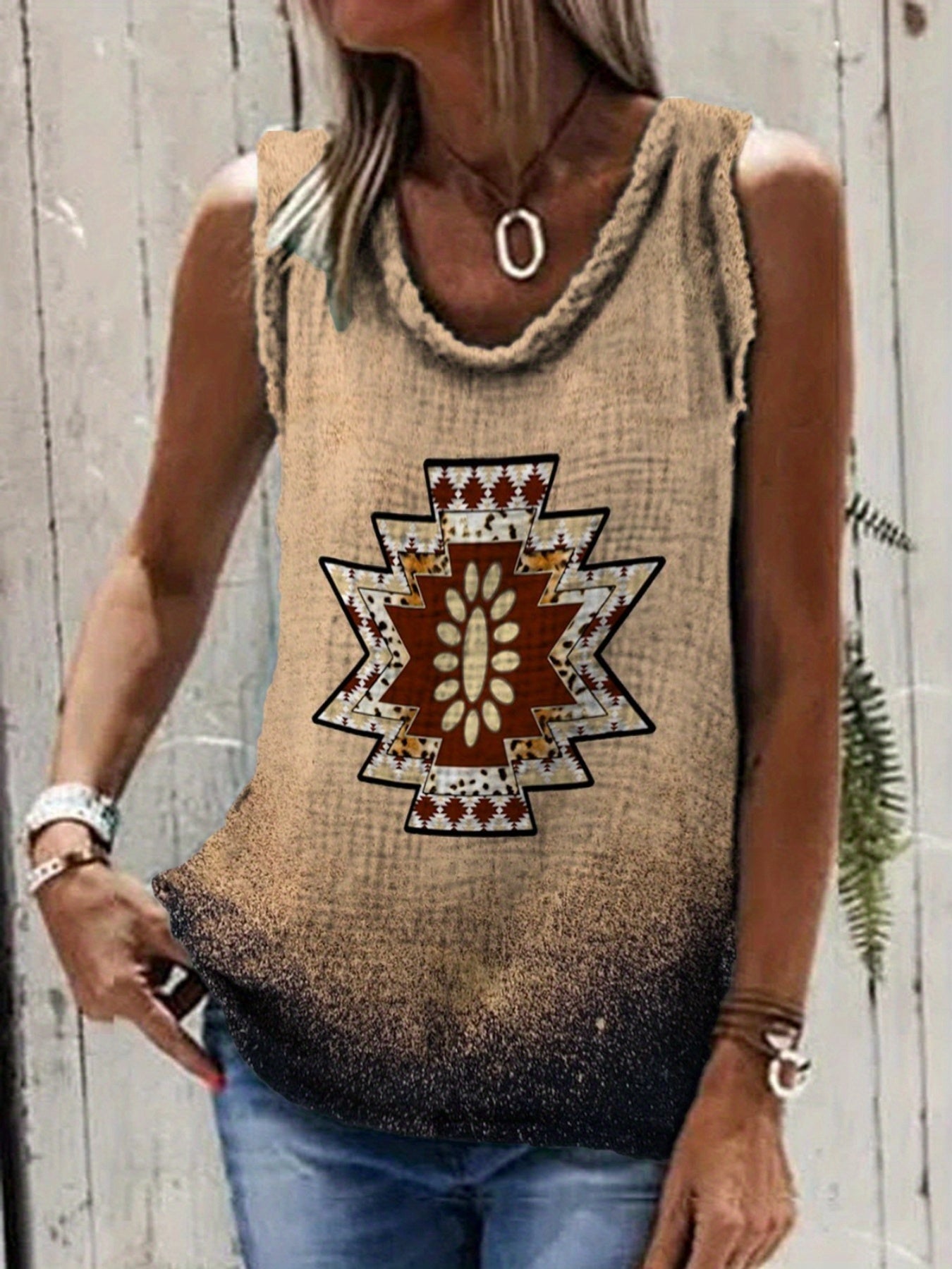 Vzyzv Summer Tank Top: Feather Print + Ethnic Style + Casual Wear for Women