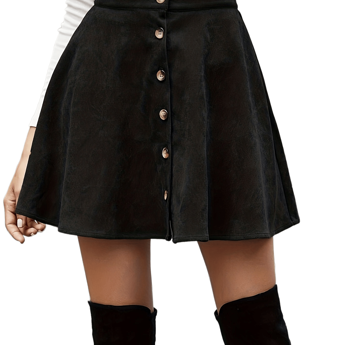 Vzyzv Button Front A-line Skirt, Casual Skirt For Spring & Fall, Women's Clothing