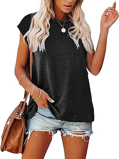 Vzyzv Women's Plain Baggy Short Sleeve T-shirt Casual V-neck Tee Shirt Summer Blouse Tops