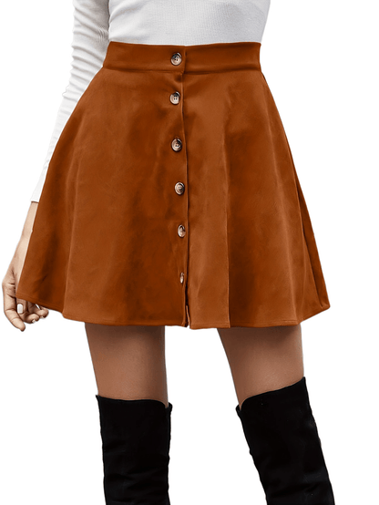Vzyzv Button Front A-line Skirt, Casual Skirt For Spring & Fall, Women's Clothing