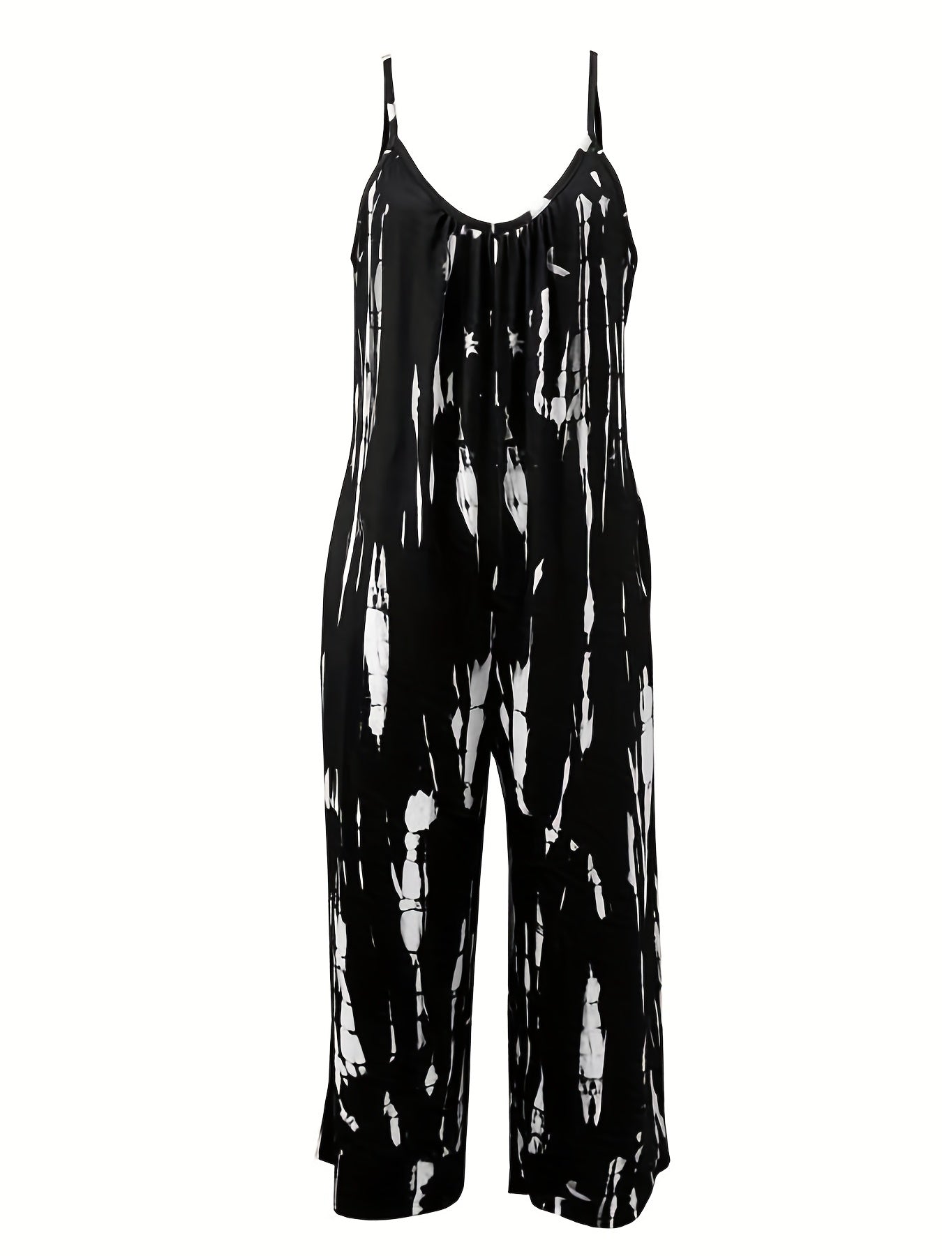 Vzyzv Women's Plus Size Tie Dye Cami Jumpsuit with Wide Leg and Medium Stretch