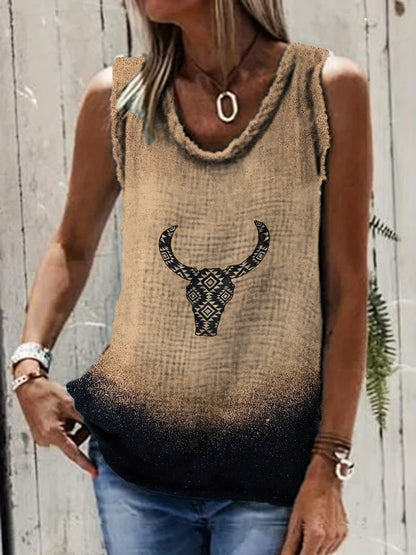 Vzyzv Summer Tank Top: Feather Print + Ethnic Style + Casual Wear for Women