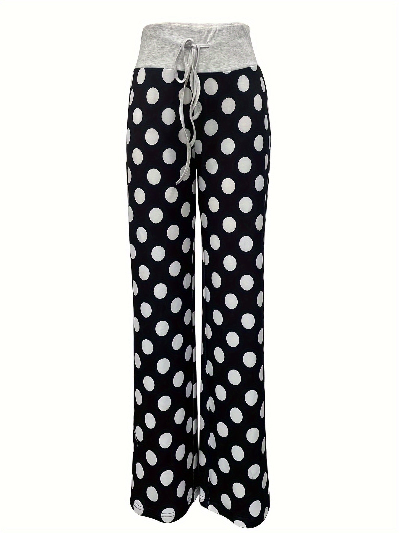 Vzyzv Polka Dot Print Pants, Casual Drawstring Waist Loose Pants, Women's Clothing