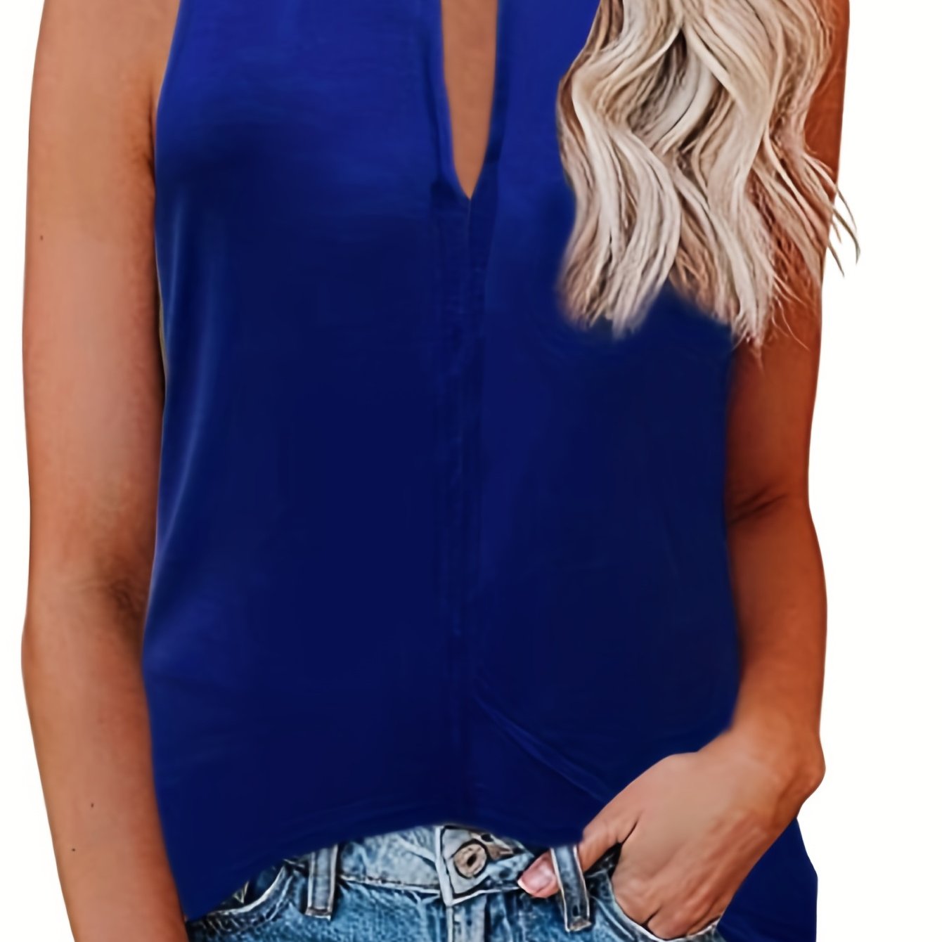 Vzyzv Solid Tank Top, Sleeveless Casual Top For Summer & Spring, Women's Clothing