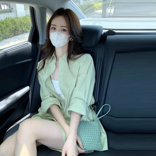 VZYZV Korean Style Salt Wear Elegant Socialite Casual Fashion Western Style Youthful-Looking Sun Protection Shirt Shorts Two-Piece Set for Women