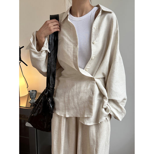 VZYZV Lufu Summer New Japanese Style Lazy Linen Shirt Oblique Buckle Loose Dry Breathable Comfort and Casual Top for Women