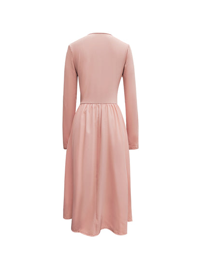 vzyzv  Solid Square Neck Dress, Elegant Long Sleeve Dress For Spring & Fall, Women's Clothing