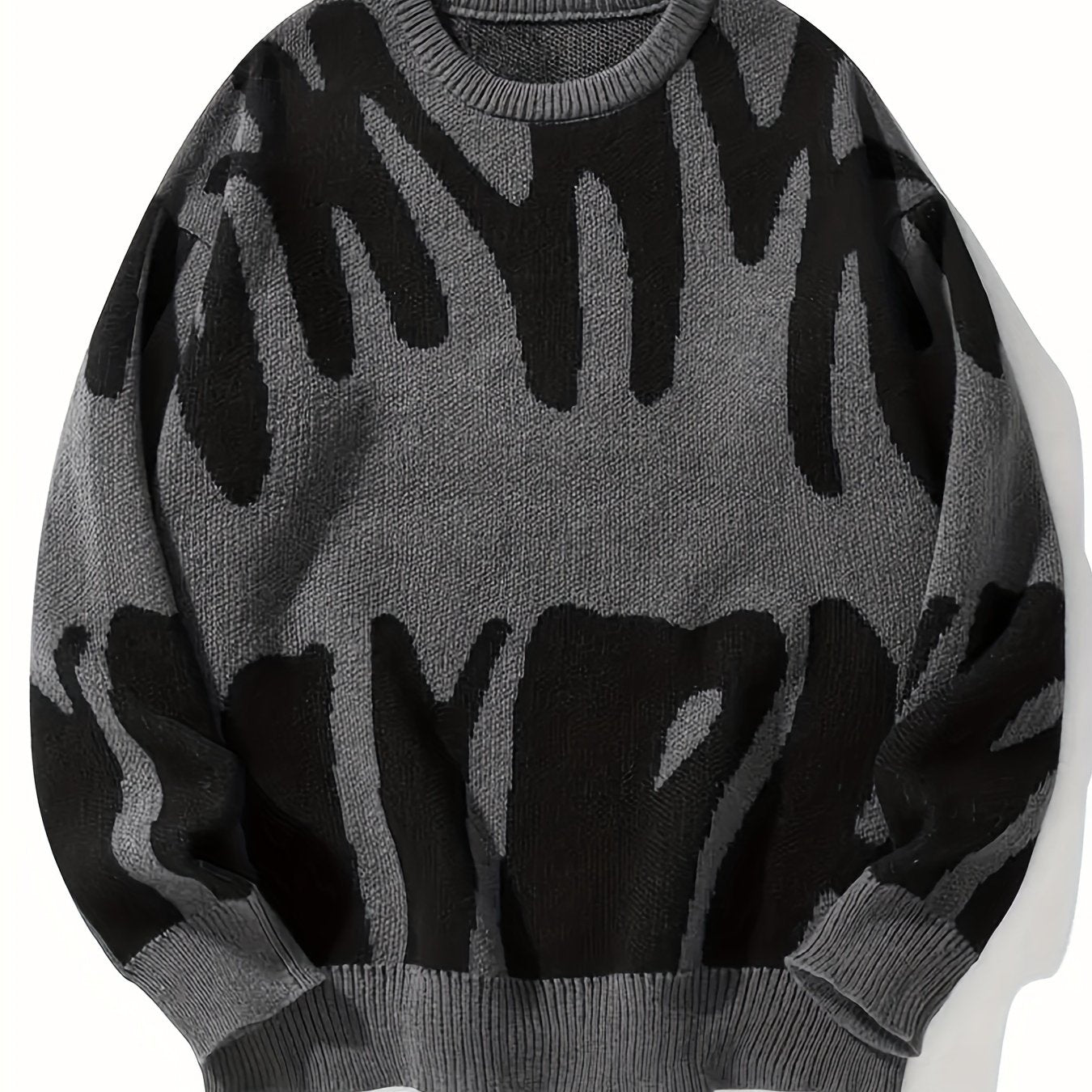 Vzyzv Y2K Graphic Pattern Pullover Sweater, Crew Neck Long Sleeve Sweater, Women's Clothing