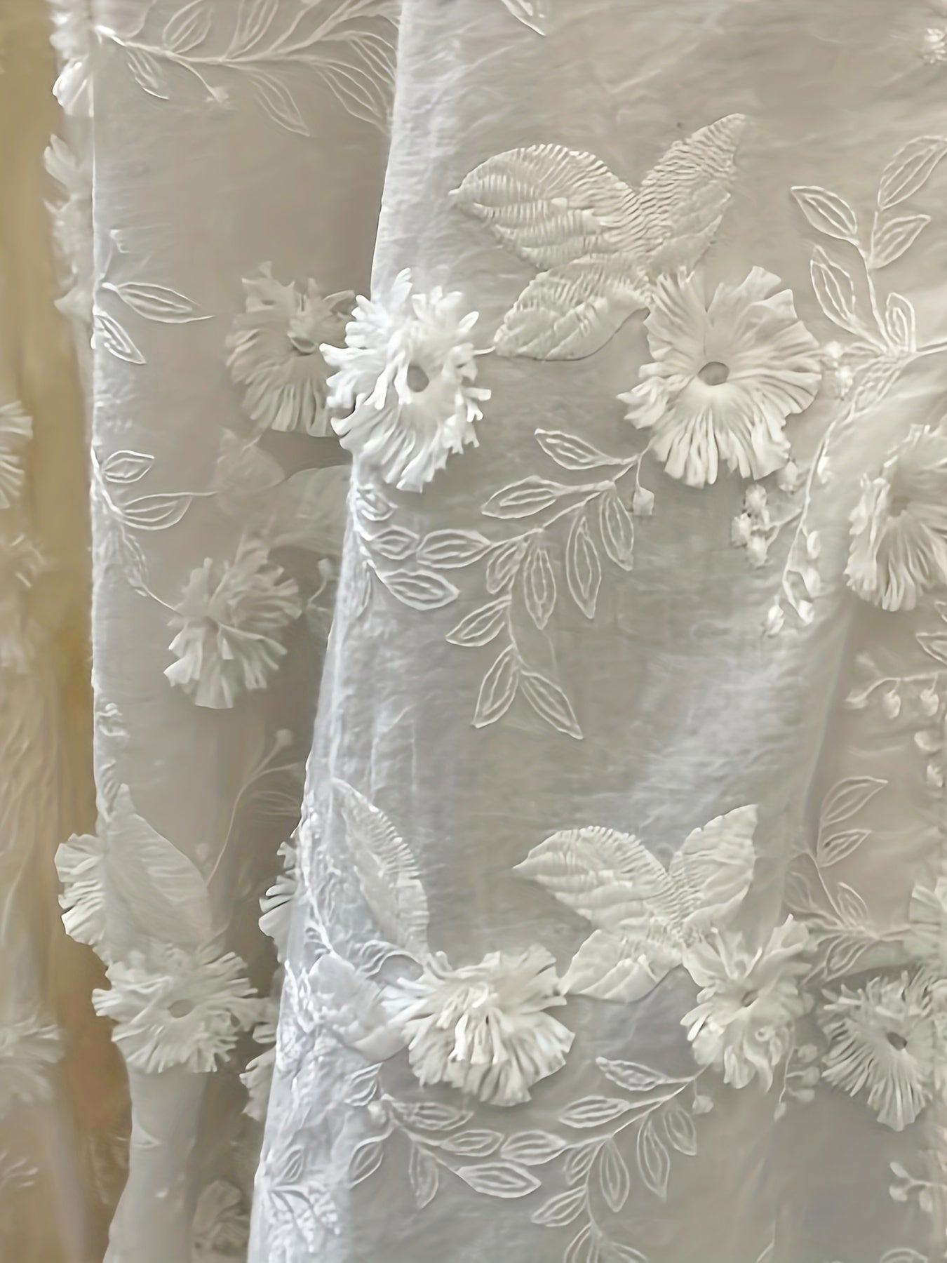Vzyzv Floral Embroidered Blouse, Elegant Drawstring Long Sleeve Blouse, Women's Clothing