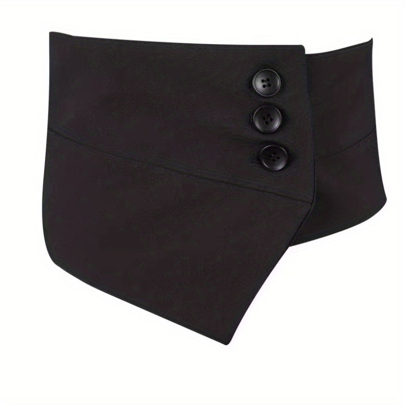 Vzyzv Trendy Wide Elastic Girdle Triple Button Black Corset Waistband Waspie Wide Waist Belts Elegant Dress Coat Belt For Women