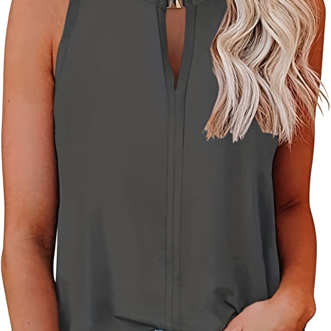 Vzyzv Solid Tank Top, Sleeveless Casual Top For Summer & Spring, Women's Clothing