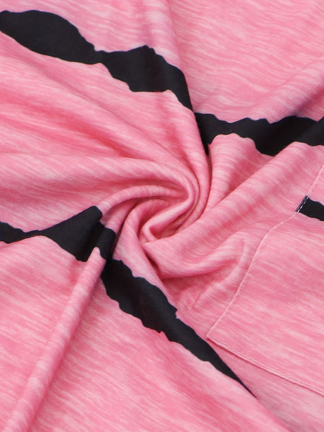 Vzyzv Irregular Stripe Print Crew Neck T-Shirt, Casual Pocket Short Sleeve Top For Spring & Summer, Women's Clothing
