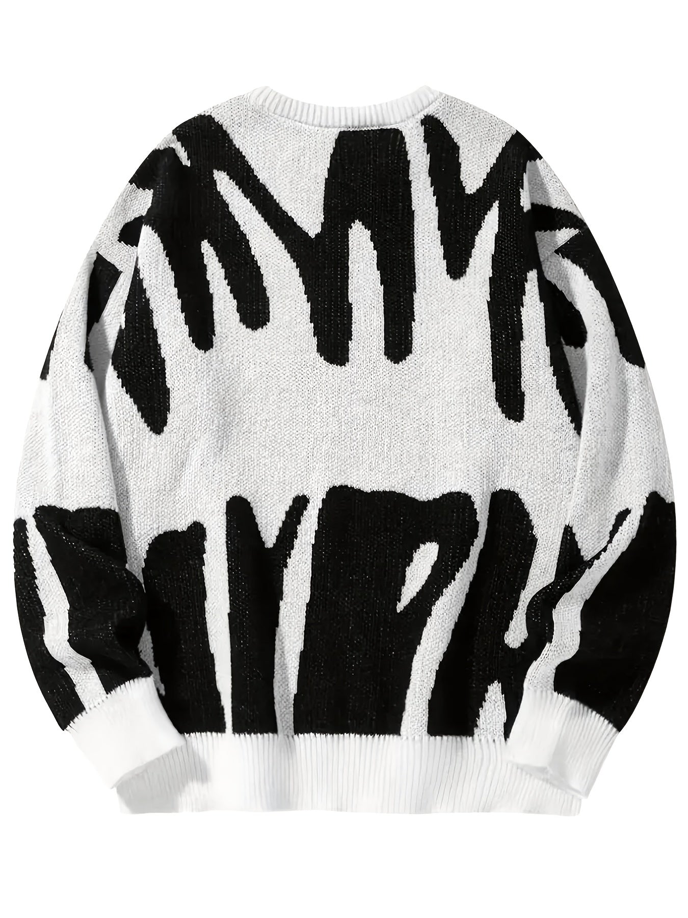 Vzyzv Y2K Graphic Pattern Pullover Sweater, Crew Neck Long Sleeve Sweater, Women's Clothing