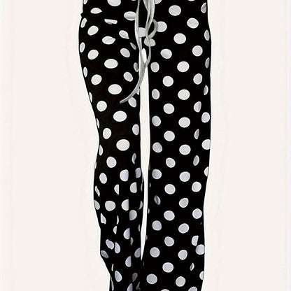 Vzyzv Polka Dot Print Pants, Casual Drawstring Waist Loose Pants, Women's Clothing