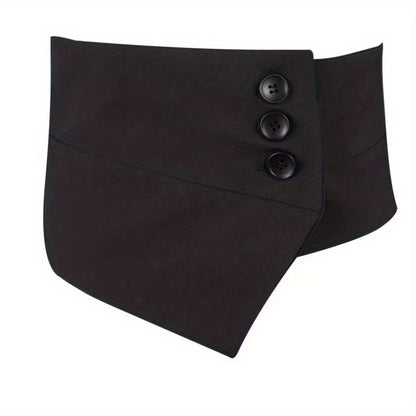 Vzyzv Trendy Wide Elastic Girdle Triple Button Black Corset Waistband Waspie Wide Waist Belts Elegant Dress Coat Belt For Women