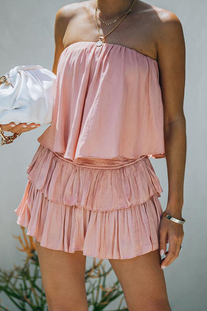 vzYzv Fashion Street Solid Patchwork Strapless Waist Skirt Dresses
