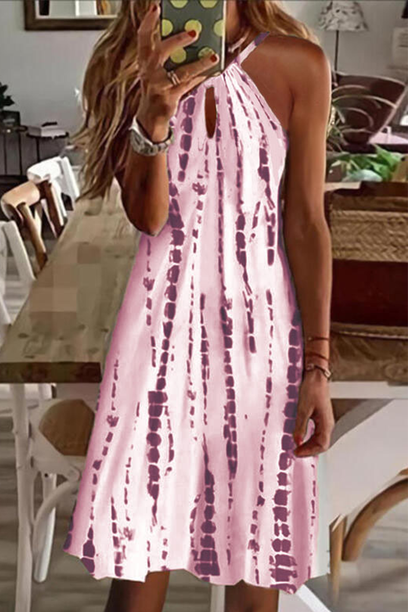 Casual Print Split Joint Halter Straight Dresses(5 colors)