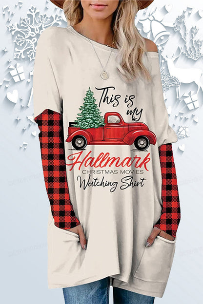 Casual Print Santa Claus Printing O Neck Tops