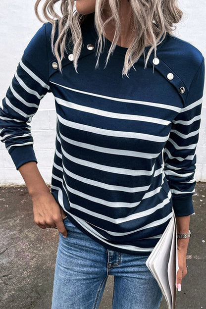 Casual Plaid Striped Printing O Neck Tops