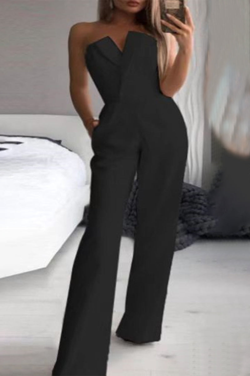 Casual Solid Color Regular Jumpsuits(3 Colors)