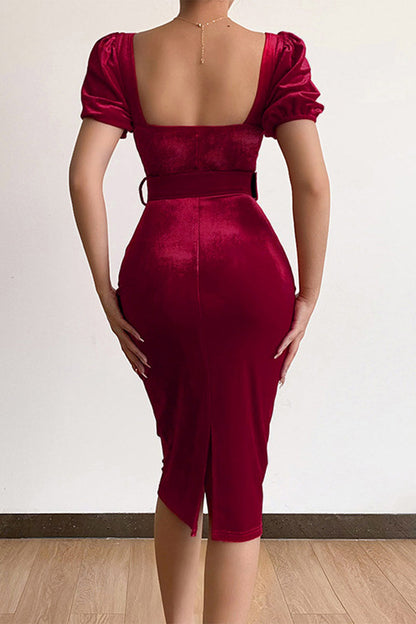 vzYzv Elegant Solid With Belt Asymmetrical V Neck One Step Skirt Dresses(7 Colors)