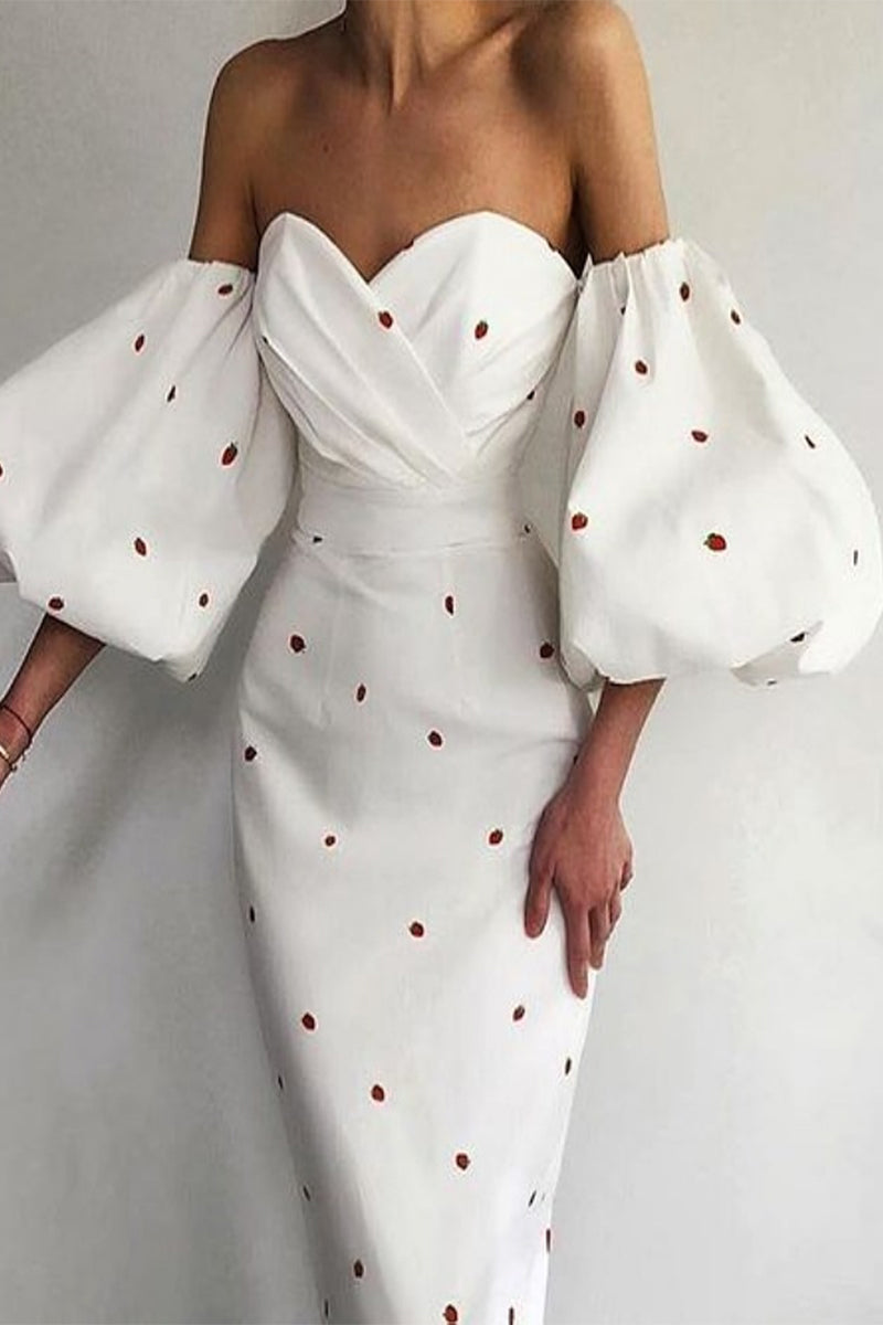 vzYzv Sexy Elegant Print Patchwork Off the Shoulder Pencil Skirt Dresses