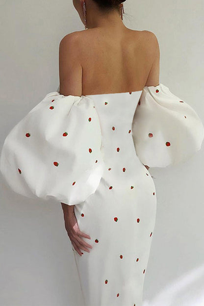 vzYzv Sexy Elegant Print Patchwork Off the Shoulder Pencil Skirt Dresses