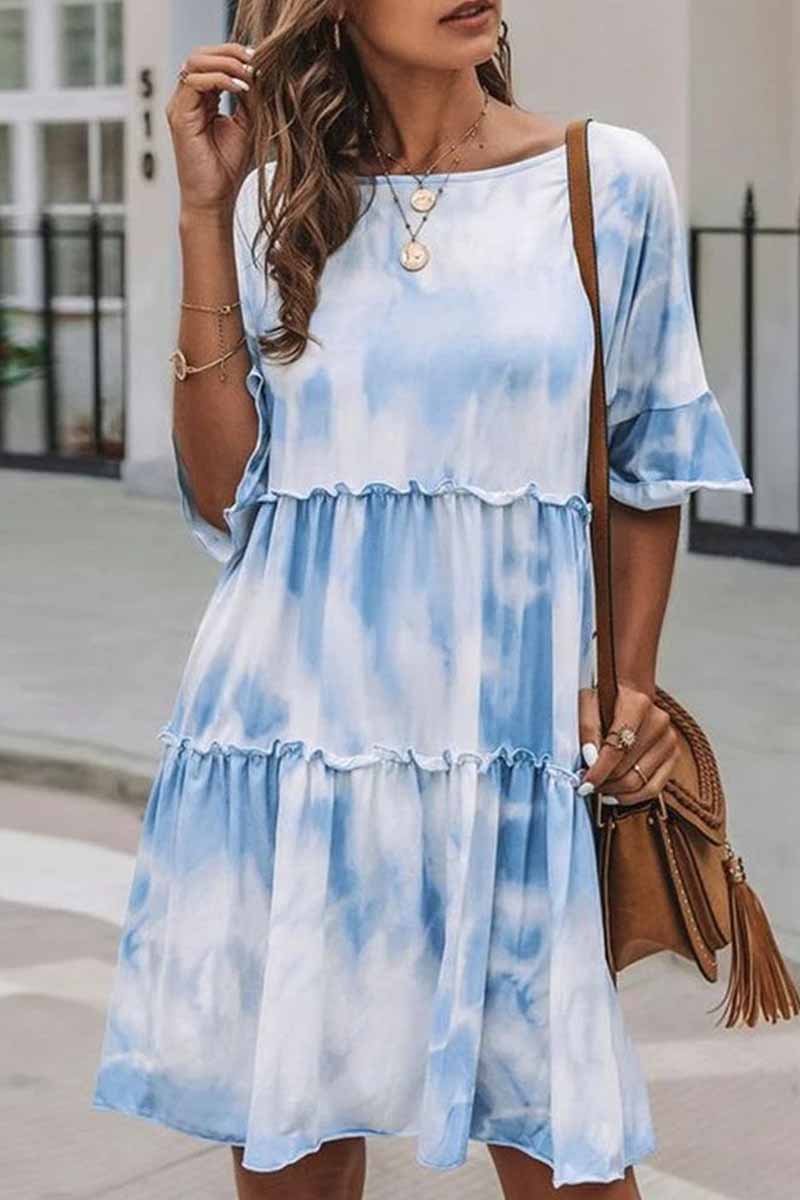 vzYzv vzyzv Cute Tie-dye Midi Dress