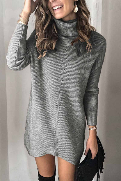 vzYzv vzyzv Casual Turtleneck Midi Dress