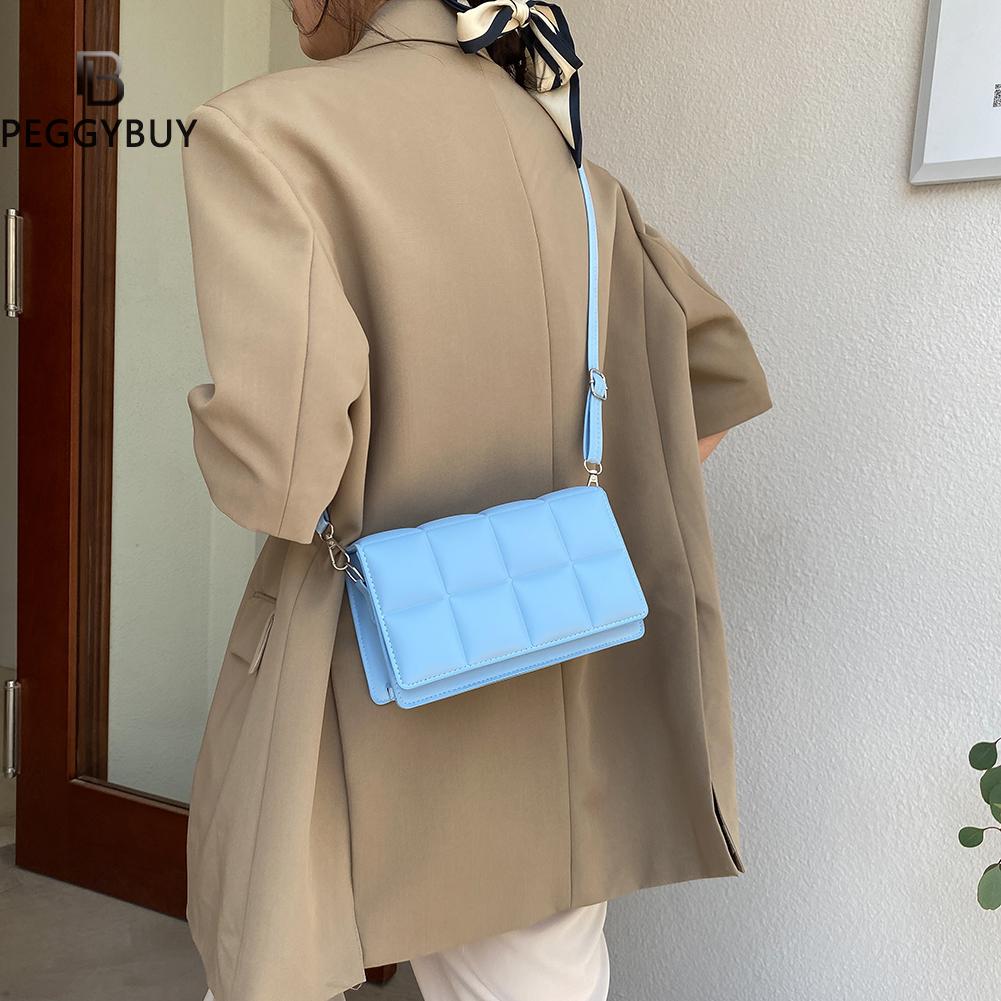 vzyzv  Solid Color Fashion Shoulder Handbags Female Travel Cross Body Bag Weave Small PU Leather Small Flap Purse Handbags