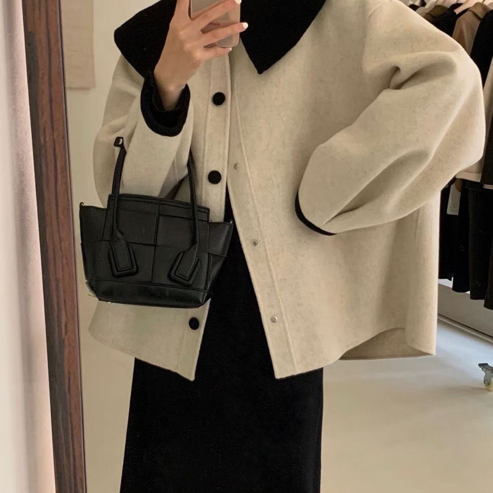 vzyzv New Fashion Autumn Lapel Single Breasted Solid Coat Women Short Loose Casual Streetwear Tide Manteau Femme