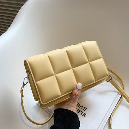 vzyzv  Solid Color Fashion Shoulder Handbags Female Travel Cross Body Bag Weave Small PU Leather Small Flap Purse Handbags