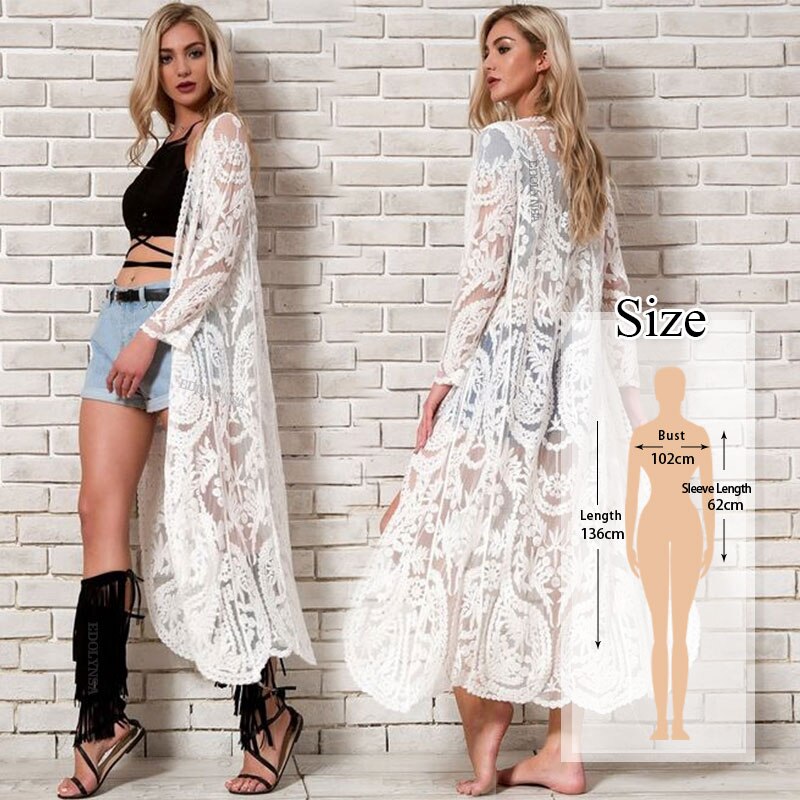 vzyzv  Bikini Cover-ups Bohemian Printed Long Kimono Cardigan Plus Size Chiffon Tunic Women Beach Wear Swim Suit Cover Up Q912