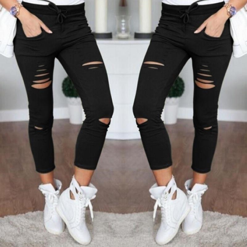 vzyzv  New Ripped Jeans For Women Women New Ripped Trousers Stretch Pencil Pants Leggings Women Jean Casual Slim Ladies Jeans