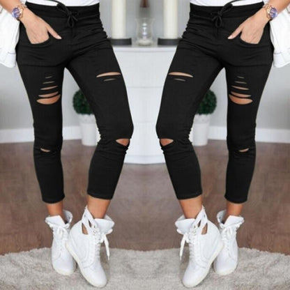 vzyzv  New Ripped Jeans For Women Women New Ripped Trousers Stretch Pencil Pants Leggings Women Jean Casual Slim Ladies Jeans