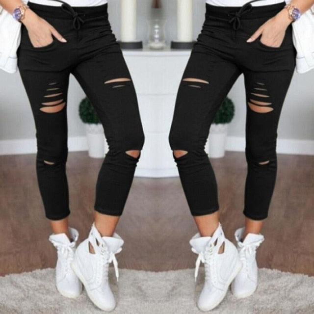 vzyzv  New Ripped Jeans For Women Women New Ripped Trousers Stretch Pencil Pants Leggings Women Jean Casual Slim Ladies Jeans