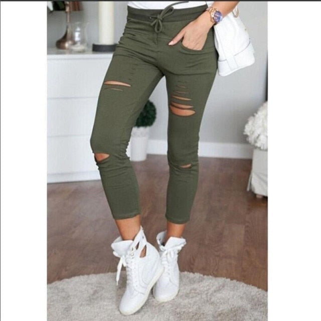 vzyzv  New Ripped Jeans For Women Women New Ripped Trousers Stretch Pencil Pants Leggings Women Jean Casual Slim Ladies Jeans